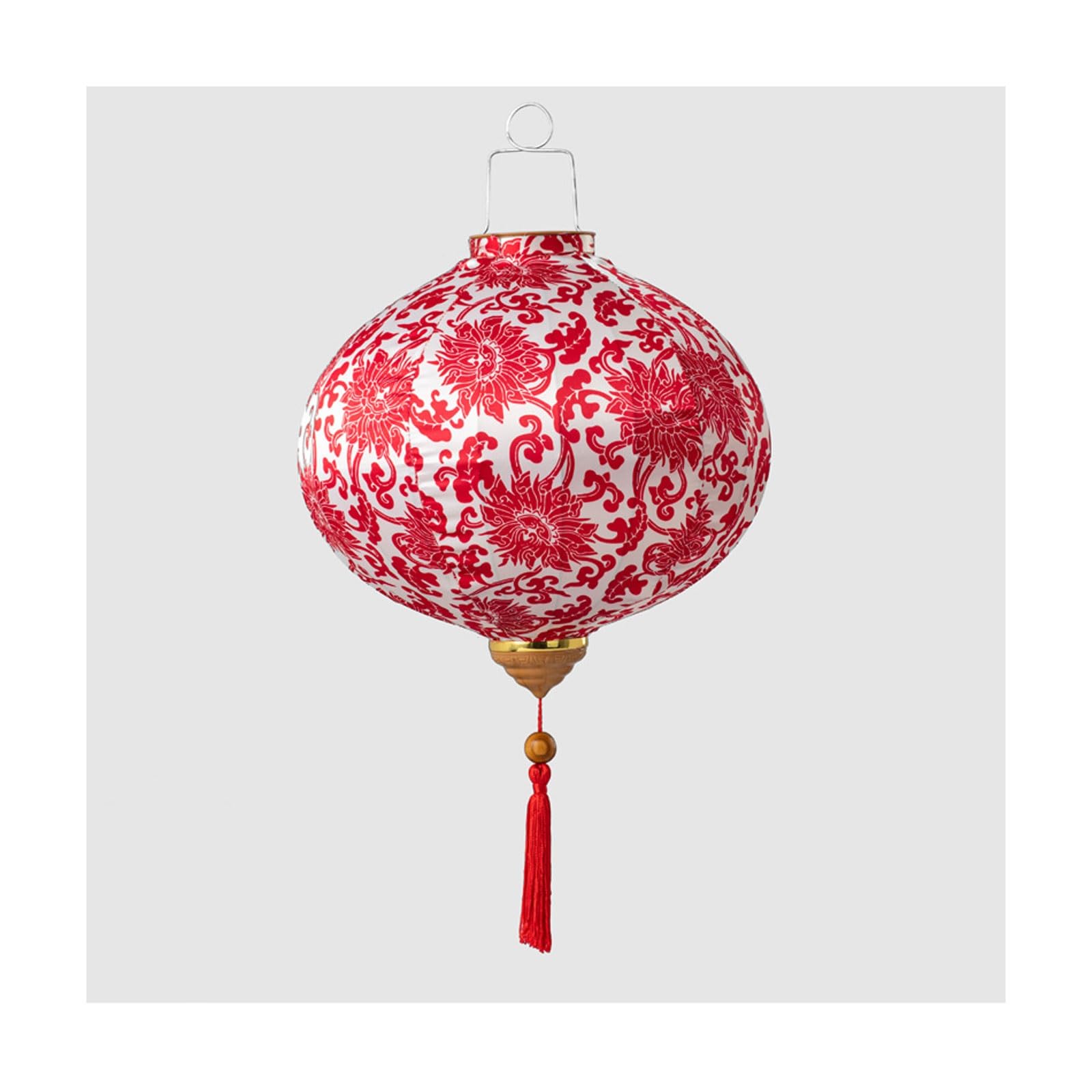 Asian Lantern, 12inch Chinese Round Silk Lantern Flowers Pattern Decorative Hanging Lampshade for Outdoor Parties and Year Celebrations(Rojo)