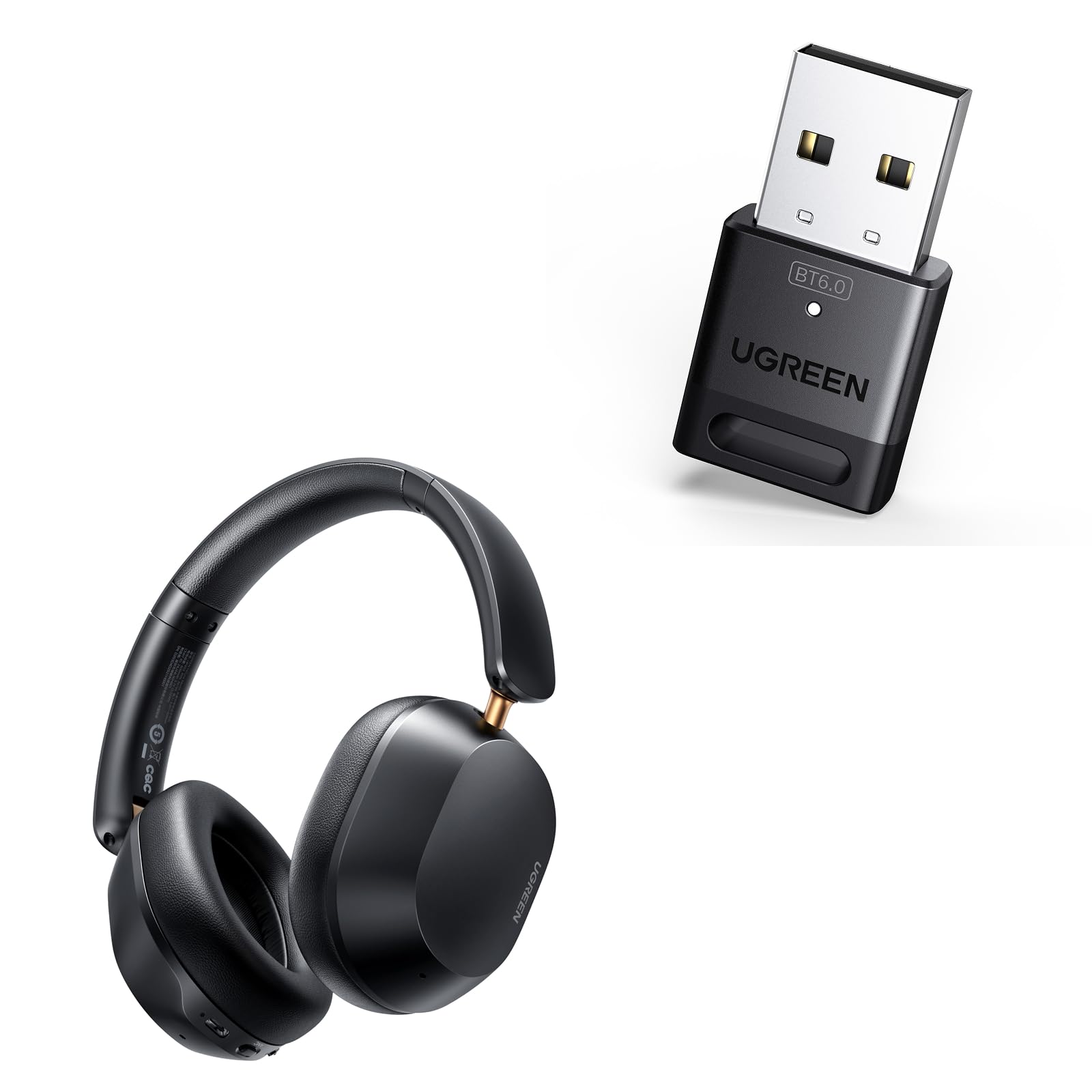 UGREEN Dongle Bluetooth 6.0 avec Casque Bluetooth sans Fil Sport Max 5C Hi Res Audio ANC Réduction Active du Bruit