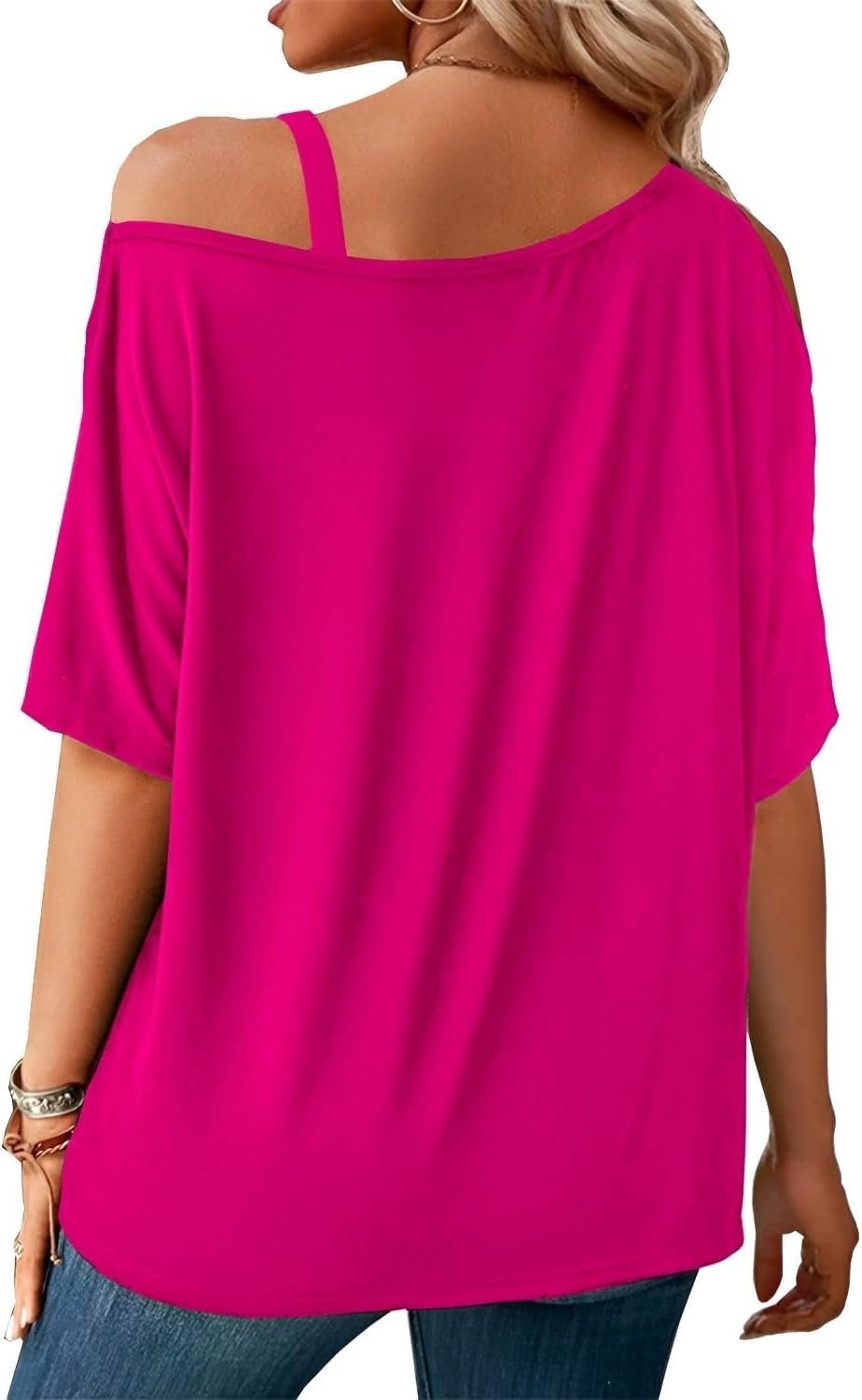 LEIYEE Womens Summer Black Cold Off Shoulder Tops 2026 Sexy Casual Cute Short Sleeve Loose Fit T Shirts Blouse - Image 2