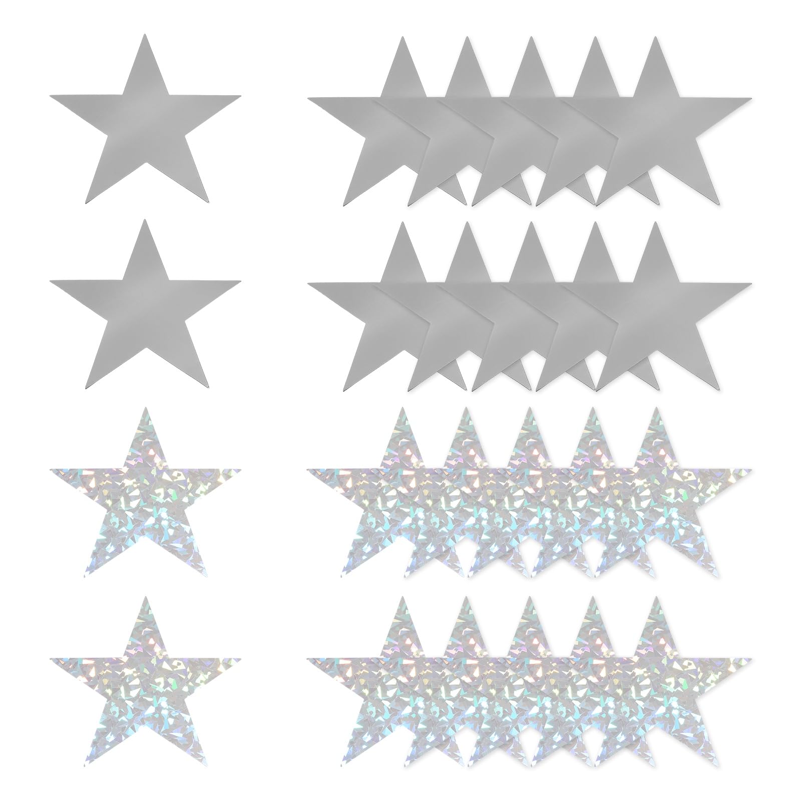sourcing map 24 Pcs Stars Cutouts Decoration, 6" Double Printed Paper Stars Cutout Confetti Cardboard Stars Decorations for Bulletin Board Wall Classroom Party, Silver/Laser Silver