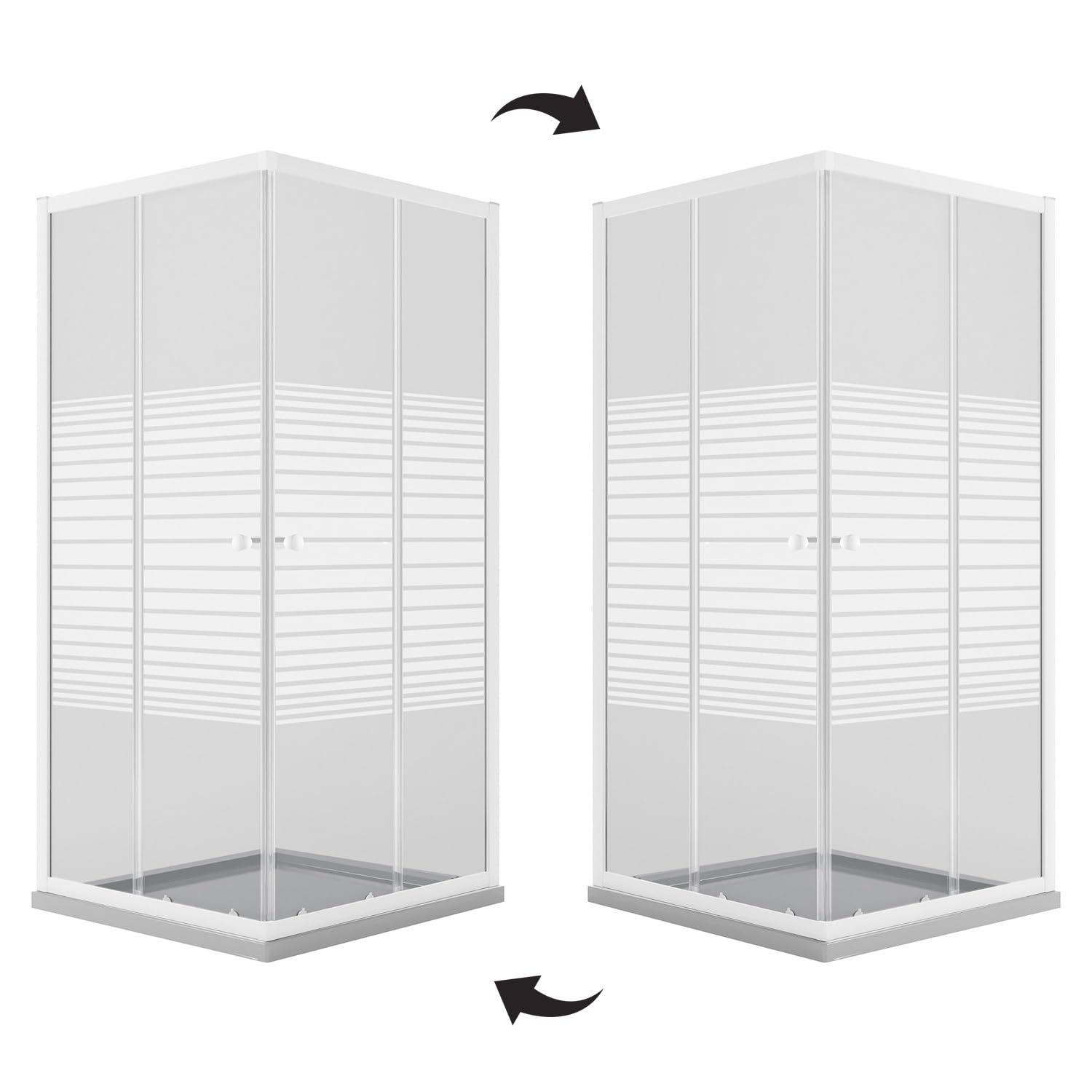 Box Doccia Bianco Rettangolare 70x90 CM H185 Vetro Serigrafato mod. Blanc