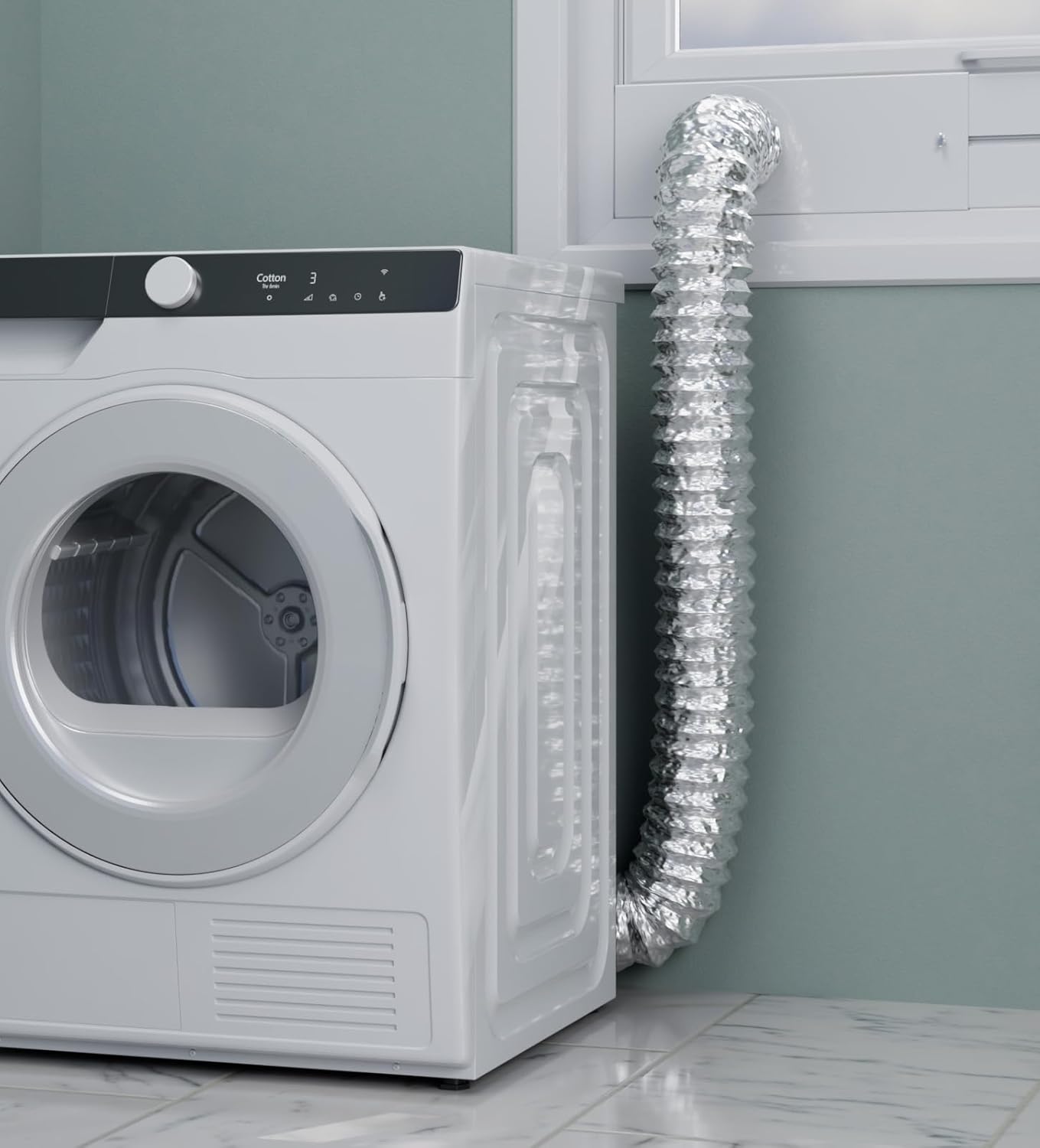 LEOPO 4" Dryer Vent Windows Kit for Sliding Windows, Adjustable Length Panels (17"-47") with Coupler & Filter, No Drilling & Easy Installation