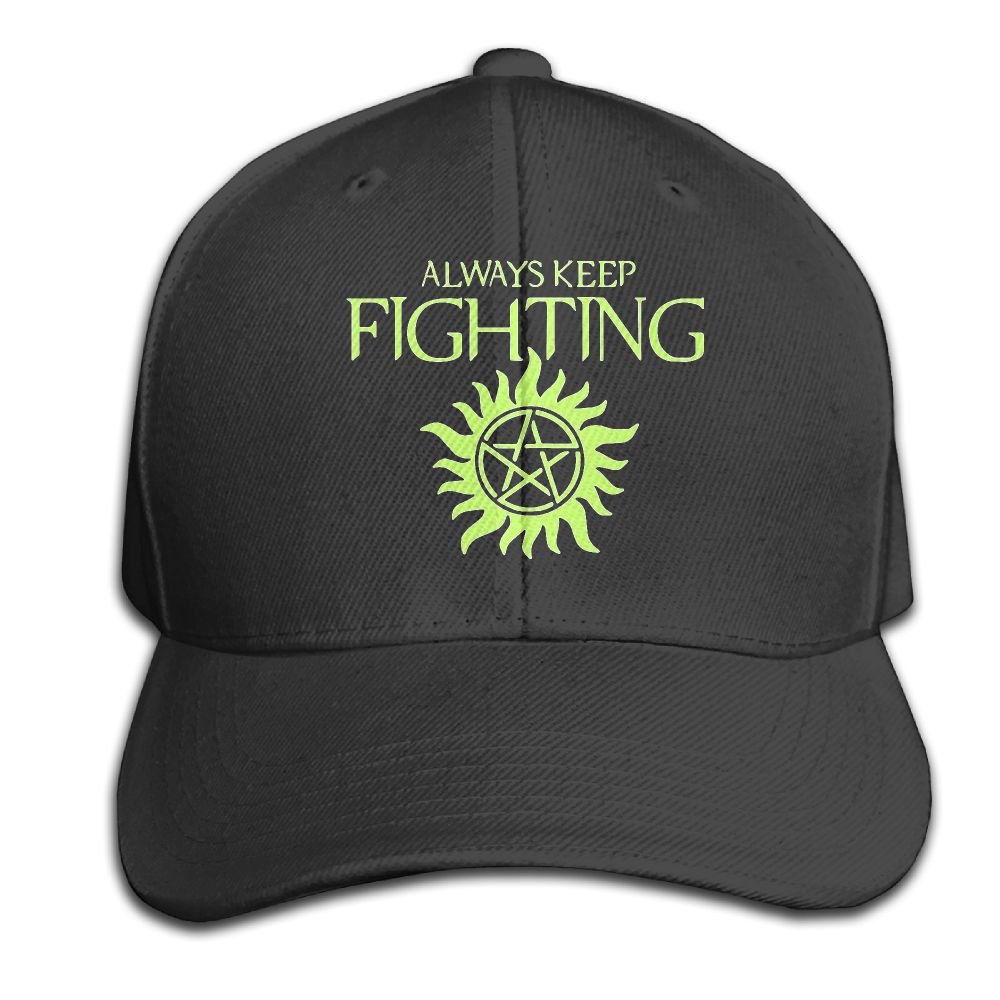 Adult Funny Always Keep Fighting Supernatural Fishing Print Cool Cap Black