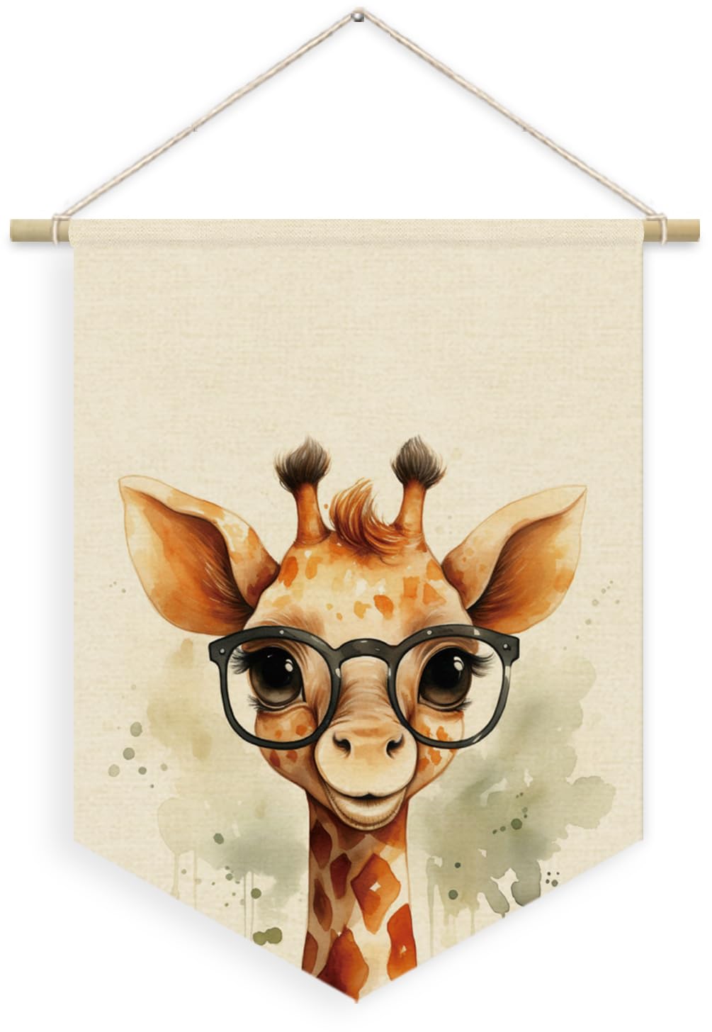 XYDEG Woodland Nursery Decor, Giraffe Animal Linen Canvas Banner, Giraffe Safari Nursery Wall Hanging Pennant Flag Banner for Kids Toddler Room Bedroom Playroom Decor, 15x11in