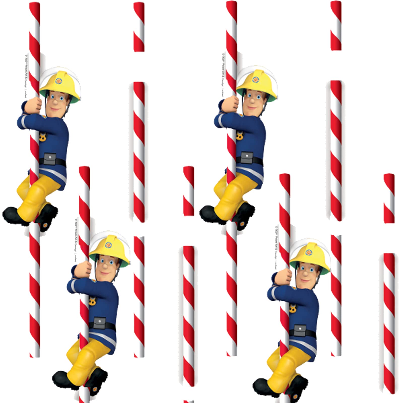 Amscan 9912970 - Fireman Sam Kids Birthday Party Paper Straws with Card Decorations - 8 Pack