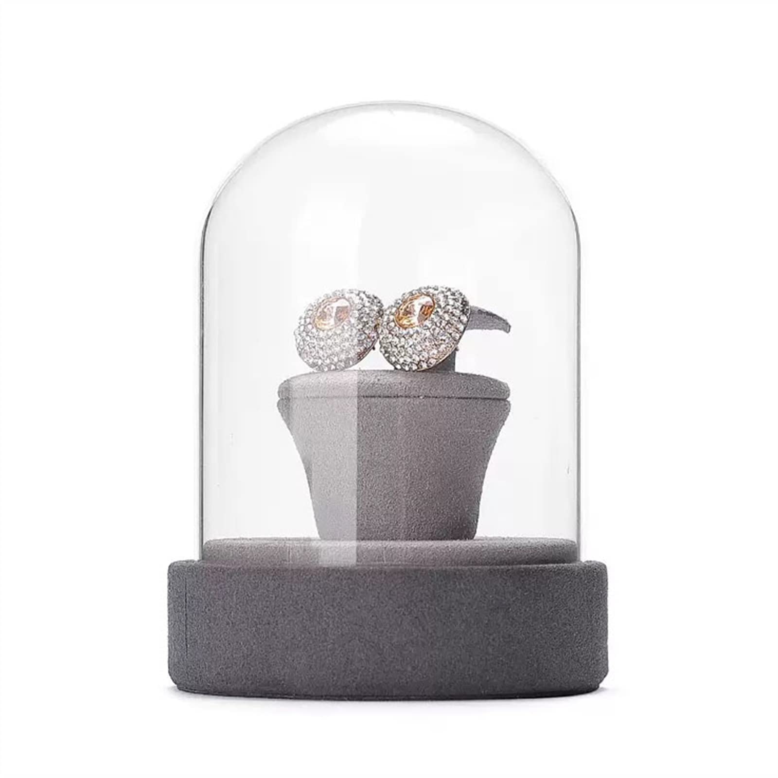 CJHFR472SG Jewelry Organizer Stands Earring Holder, Velvet Display Organizer Storage Bracket with Glass Lid for Showcase, Jewelry Stand, Dressing Table and Trade Show Jewelry Display Stand(Gris)