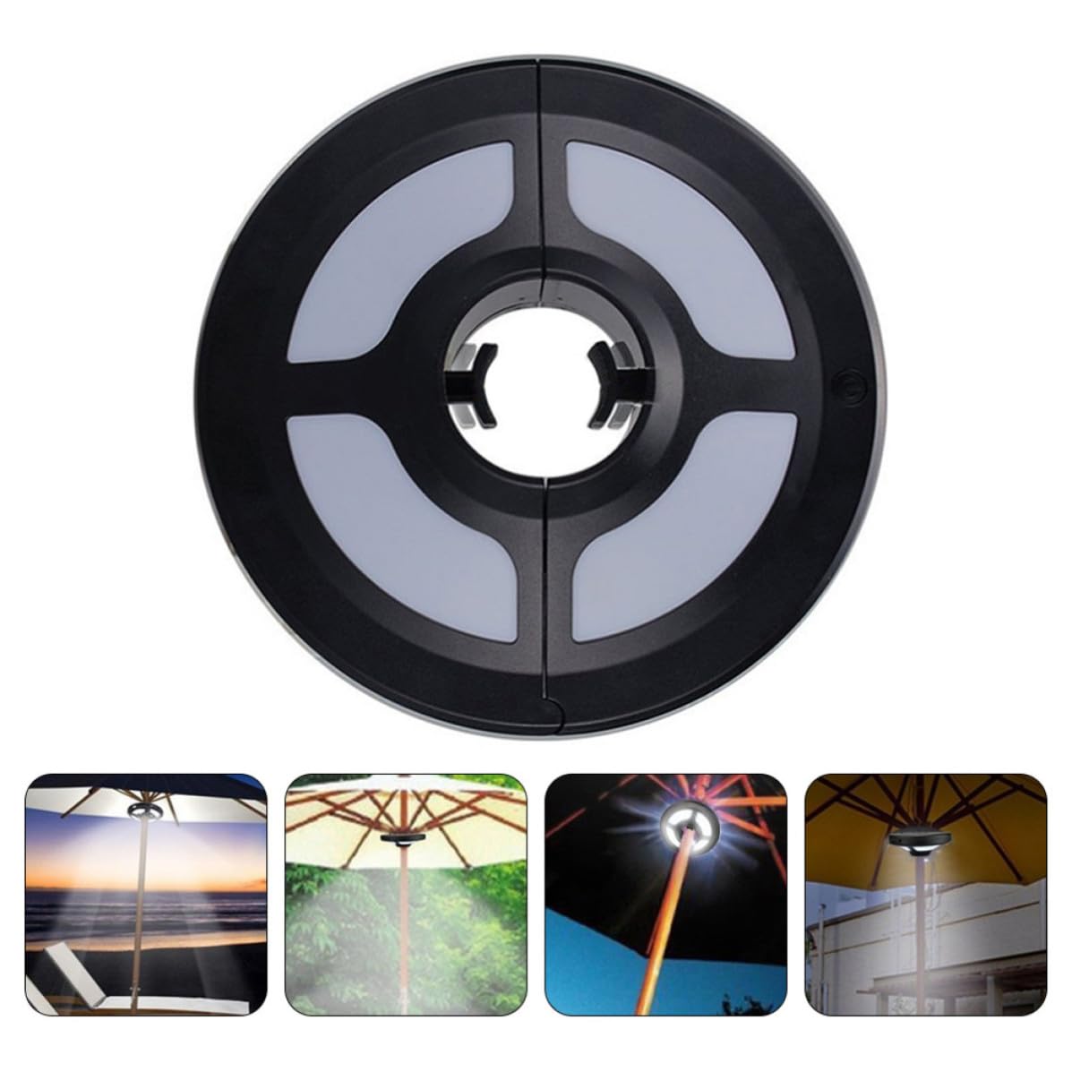 Beaupretty Lampada Sicura Campeggio Multifunzione Ombrellone e LED da Campeggio in ABS Nero, Luce Esterna Attività Notturne All'aperto