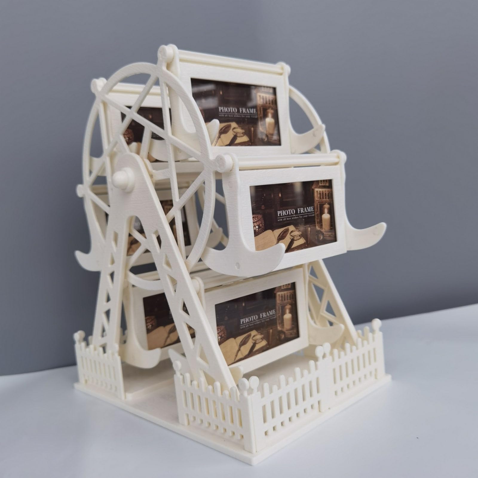 Cornice portafoto con design classico a forma di ruota girevole, contiene 12 foto, ideale per soggiorno o camera da letto, cornice rotante