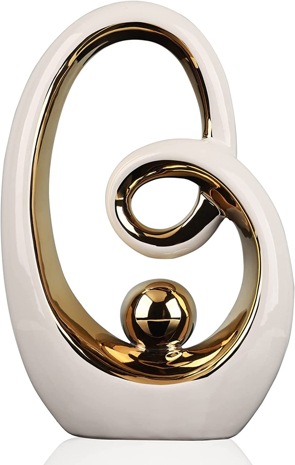 WUBIANJIE Unique Golden Home Decor, Abstract Statue, Ceramic Statue Modern Decor Suitable for Coffee Table, Dining Table, Living Room, Porch, Bookshelf, Bedroom Room Tabletop Decoration (M-White)