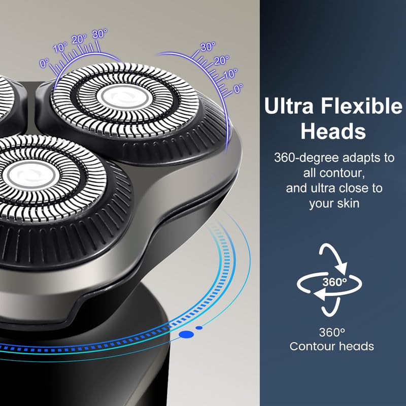 Image of SOLIMPIA HT-925 Cordless Rechargeable Waterproof 3 Head Electric Shaver Wet & Dry Rotary Shavers for Men Super-Fast Charge 120 minutes Runtime with LED Digital Display