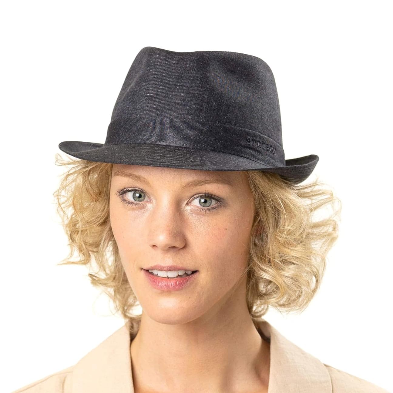 Stetson Geneva Trilby Chapeau Lin Made in Italy Unisexe Printemps Ete
