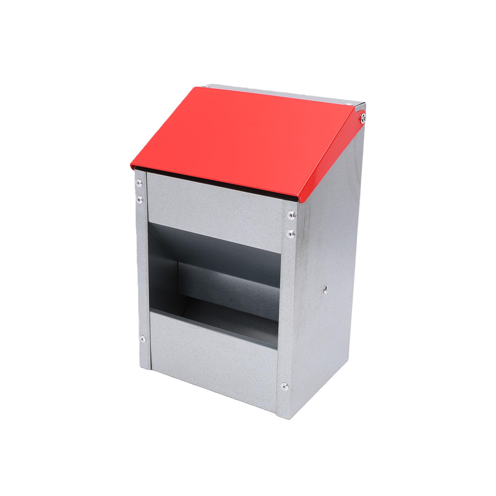 Naroote Comedero para Pollos Galvanizado para Cocina Al Aire Libre, Capacidad de 10 Libras |Comedero para Aves de Corral Resistente a la Intemperie, Montaje en Pared, sin Desperdicio, Galvanizado y