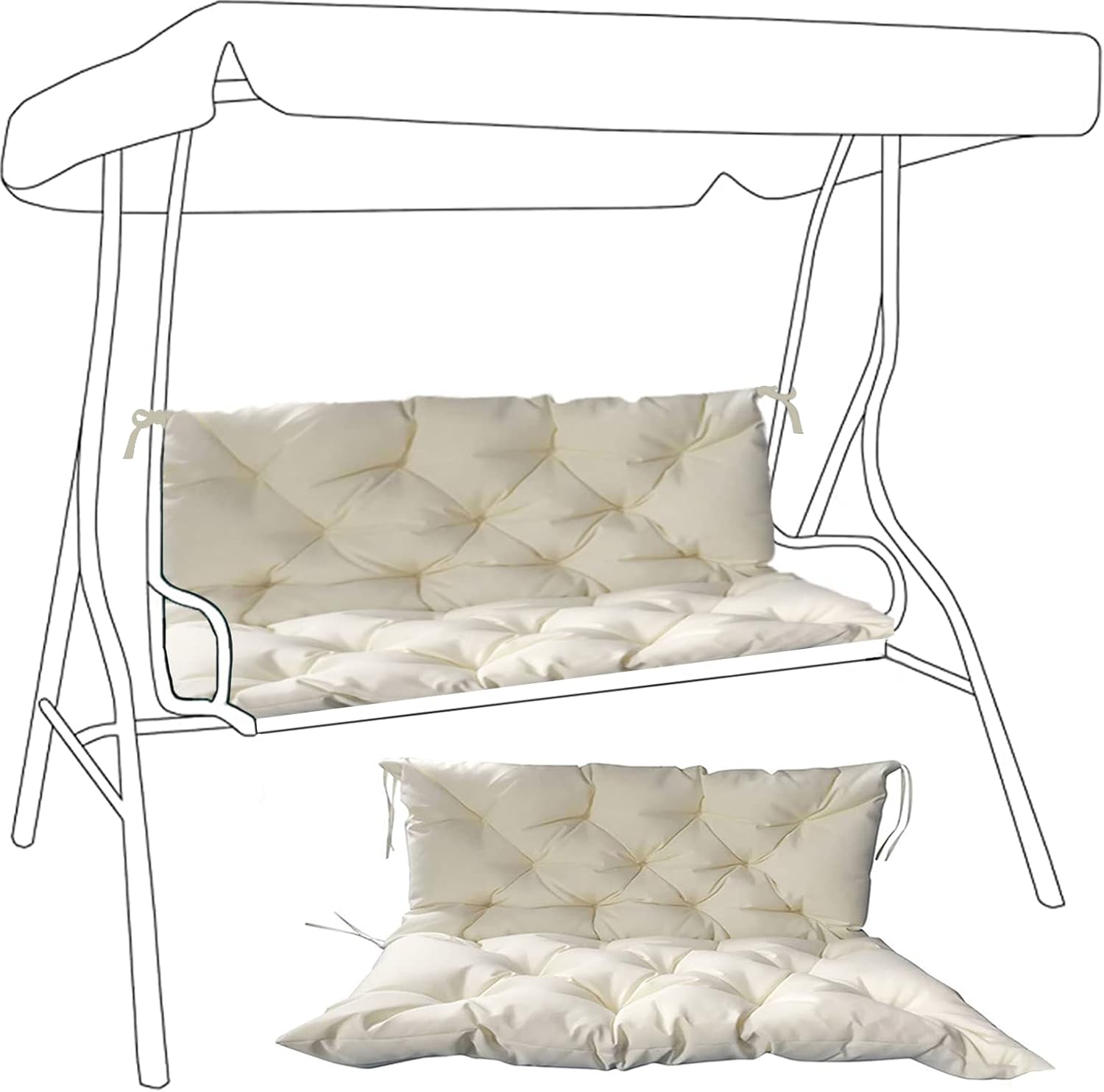 Dttra Swing Cushions with Backrest,Replacement Cushion for