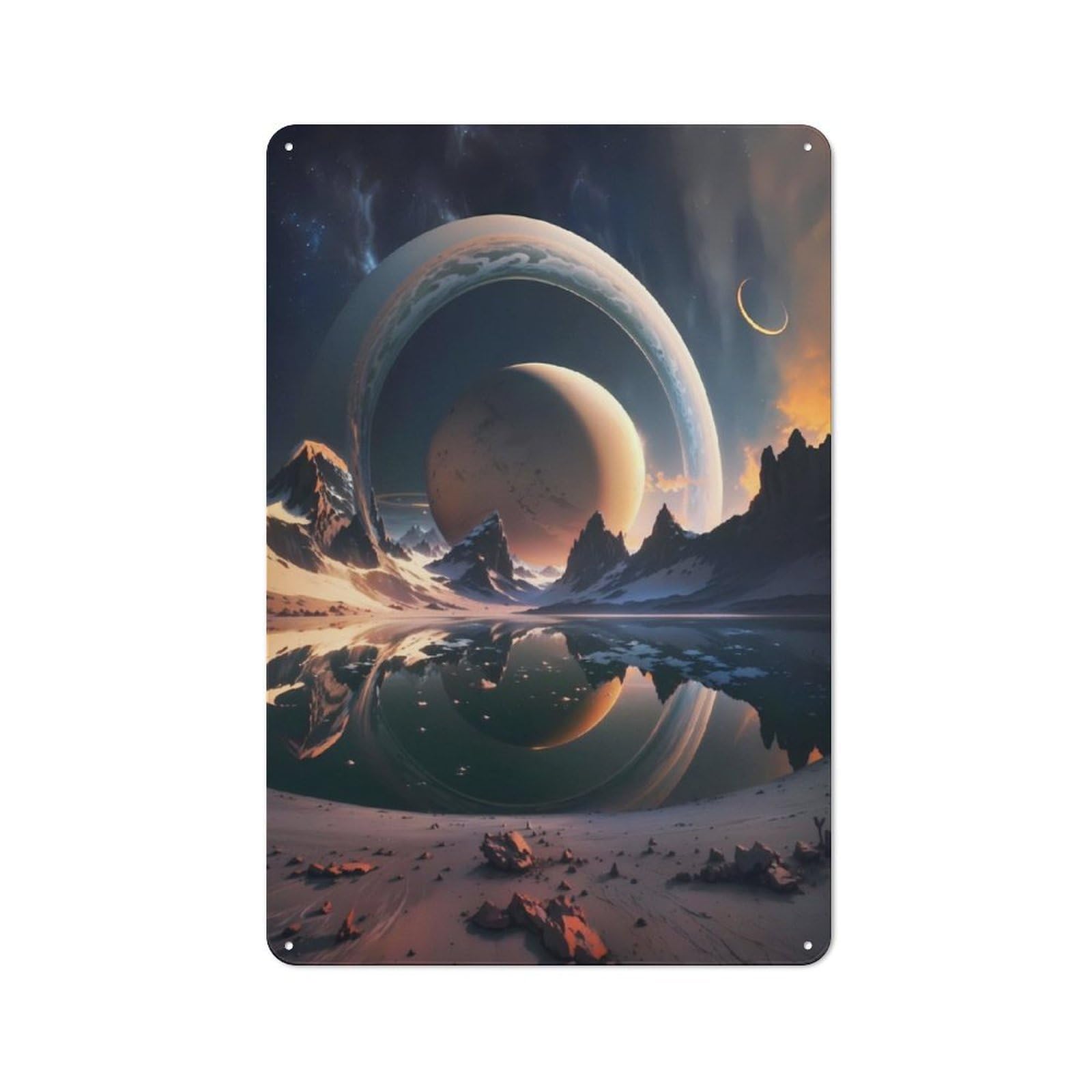 Junmoney Interstellar Saturn Mirage Tin Sign 30X20cm With For Living Room Wall, Rustic Decor, Seasonal Metal Wall Decor For Autumn Interiors