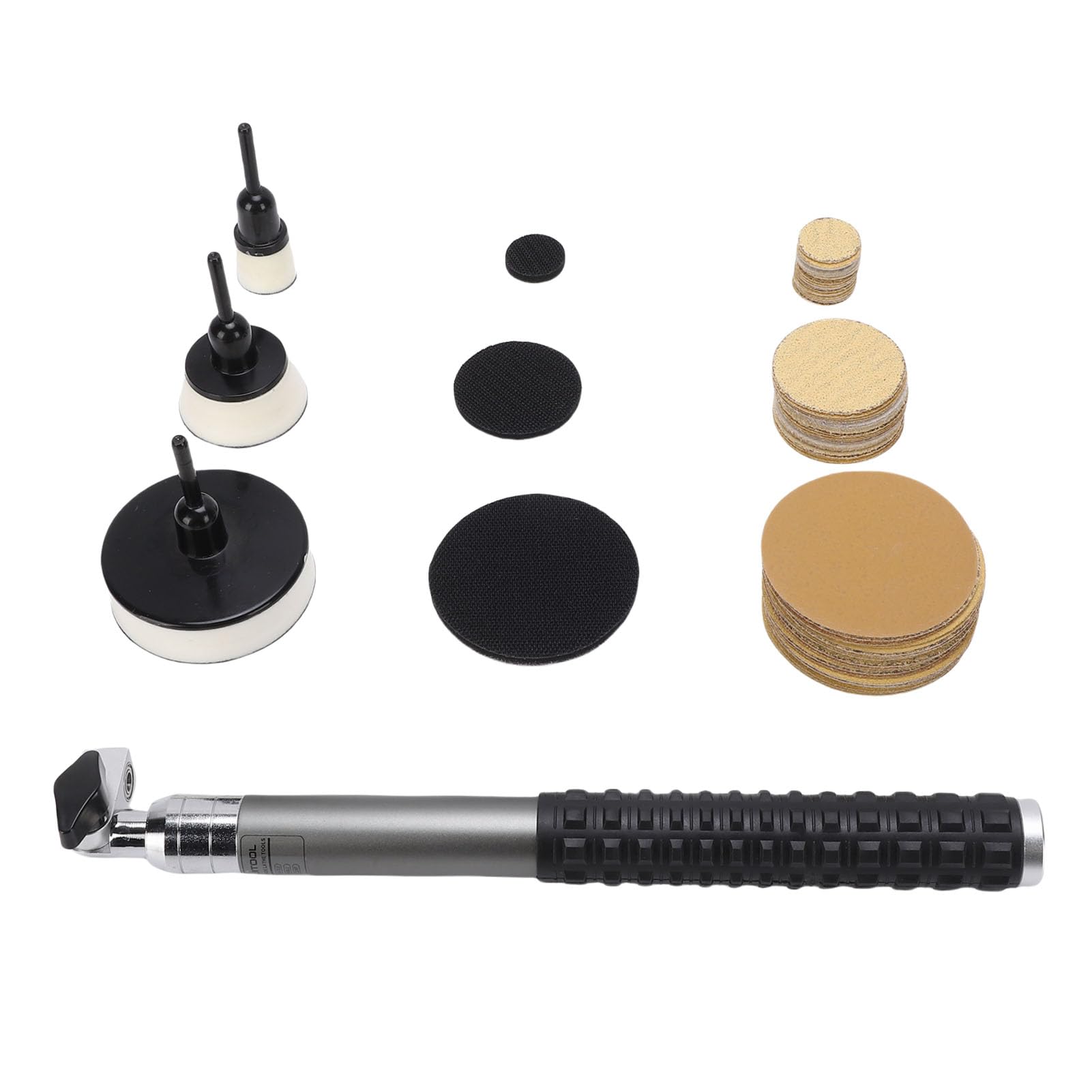 Fabater Kit di utensili per levigatrice per tornitura del legno - Platorelli di supporto con 1" e 2", 75 dischi abrasivi,doppio cuscinetto,impugnatura in lega di alluminio