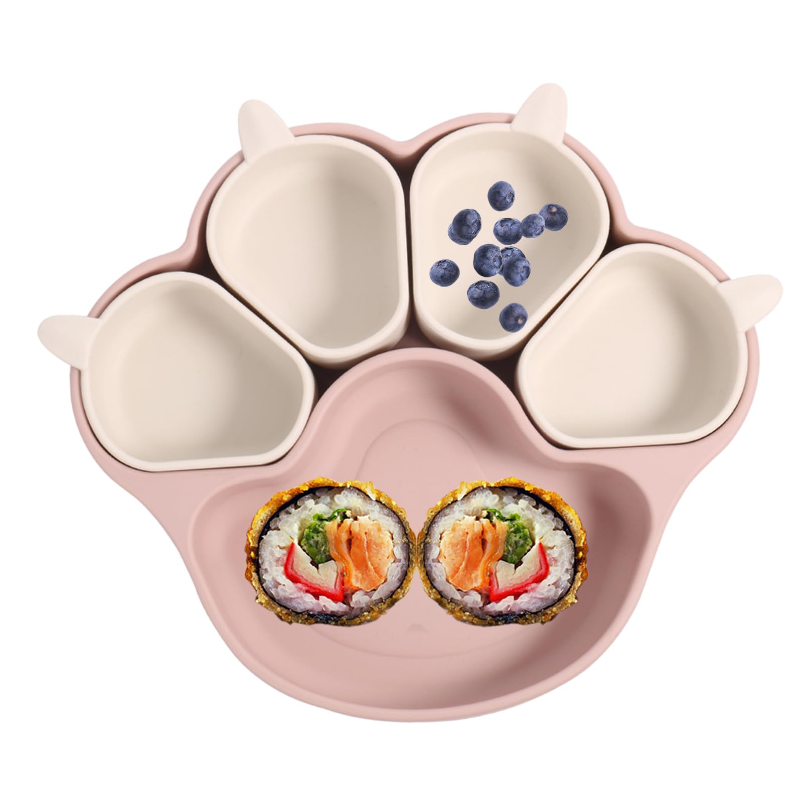 Baby Car Suction Plate | Paw-Shaped Baby Suction Plate | Car-Shaped Suction Plate for Baby | Baby Suction Plate with Car Design, Paw Print Suction Plate, Non-Slip Baby Suction Plate