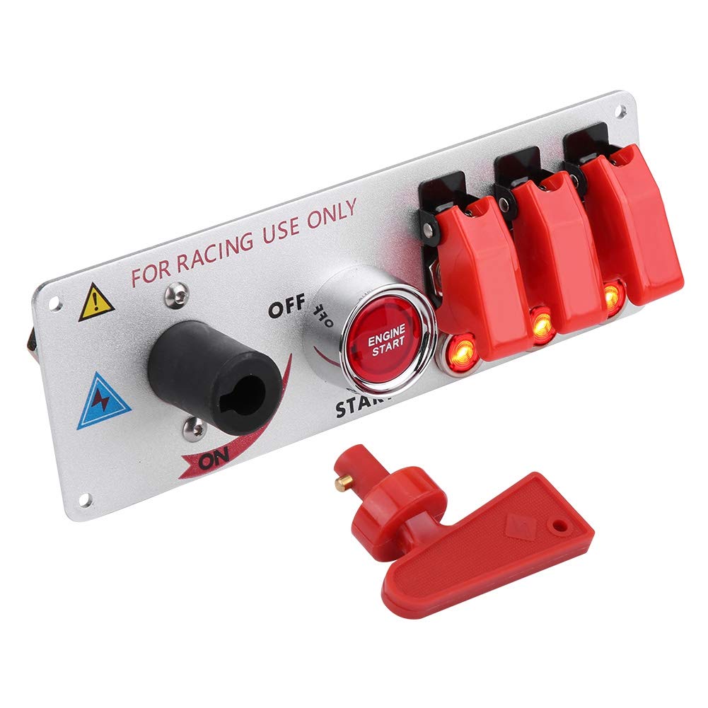 Panel de Interruptor de Encendido de Coche de Carreras de 12 V, Panel de Palanca con Botón Pulsador LED de Arranque del Motor, Panel de Control del Interruptor de Encendido para