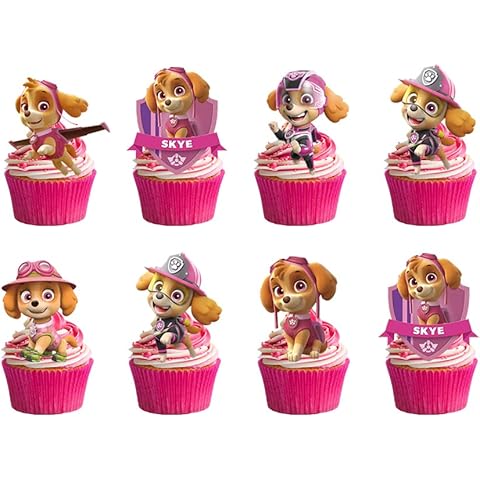 24pcs Pink Dog Cake Toppers Cupcake Toppers Cake Decorations,Dog Birthday Party Supplies Decorations (24pcs)1 Cover