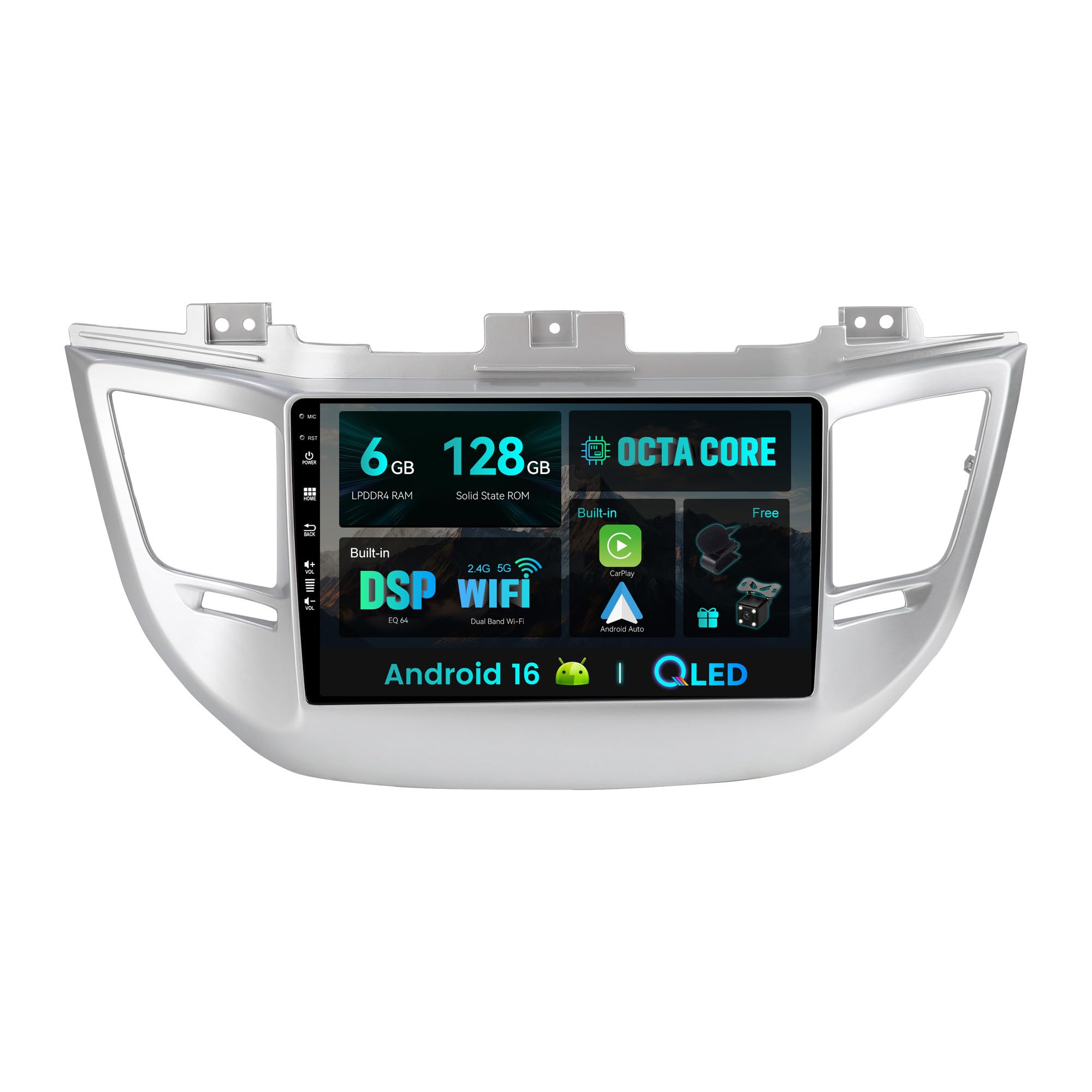 SXAUTO - [6G+128G, Octa-Core] - Android 14 IPS Autoradio für Hyundai Tucson (2014-2018) - CarPlay/Android Auto - Kamera + Mikrofon - 10,1 Zoll 2 Din - DAB Lenkrad 360-CAM Bluetooth Navi 360-CAM