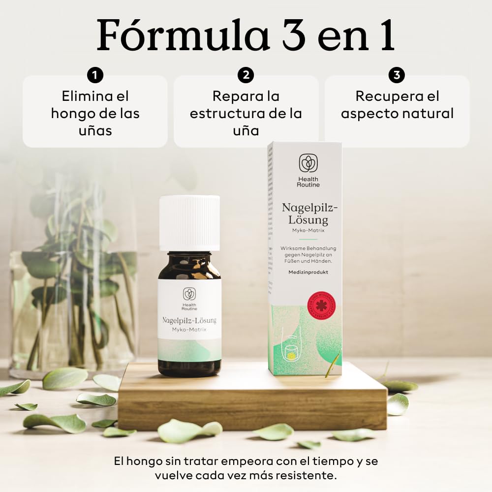 Health Routine Myko-Matrix solución antimicótica para uñas — Dispositivo médico CE para uñas dañadas — Tratamiento con aceite de árbol de té y aceites esenciales — desarrollado en Austria