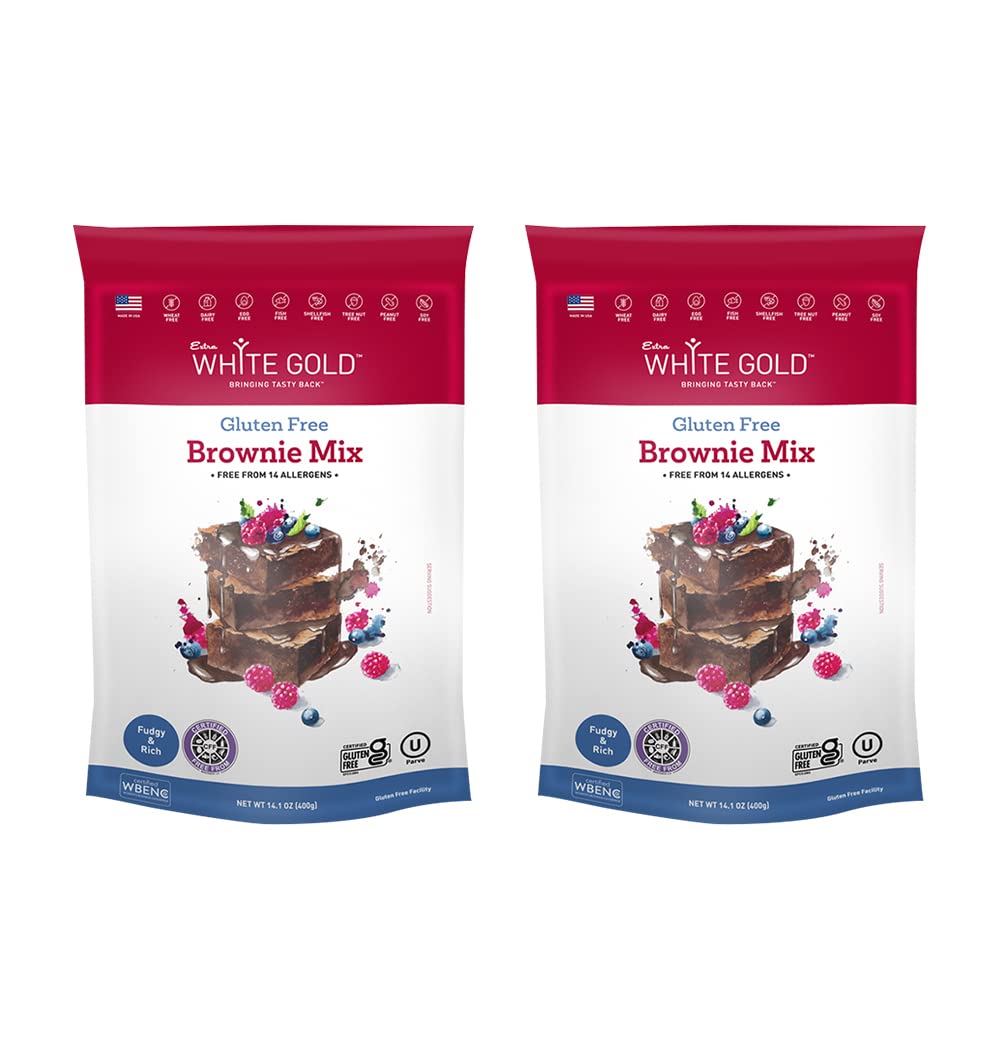 Extra White Gold Brownie Mix – For Baking Cakes Cupcakes Desserts – [Gluten Free] [Nut Free] [Free of the Top 14 Major Allergens] – 14.1 Ounces (2