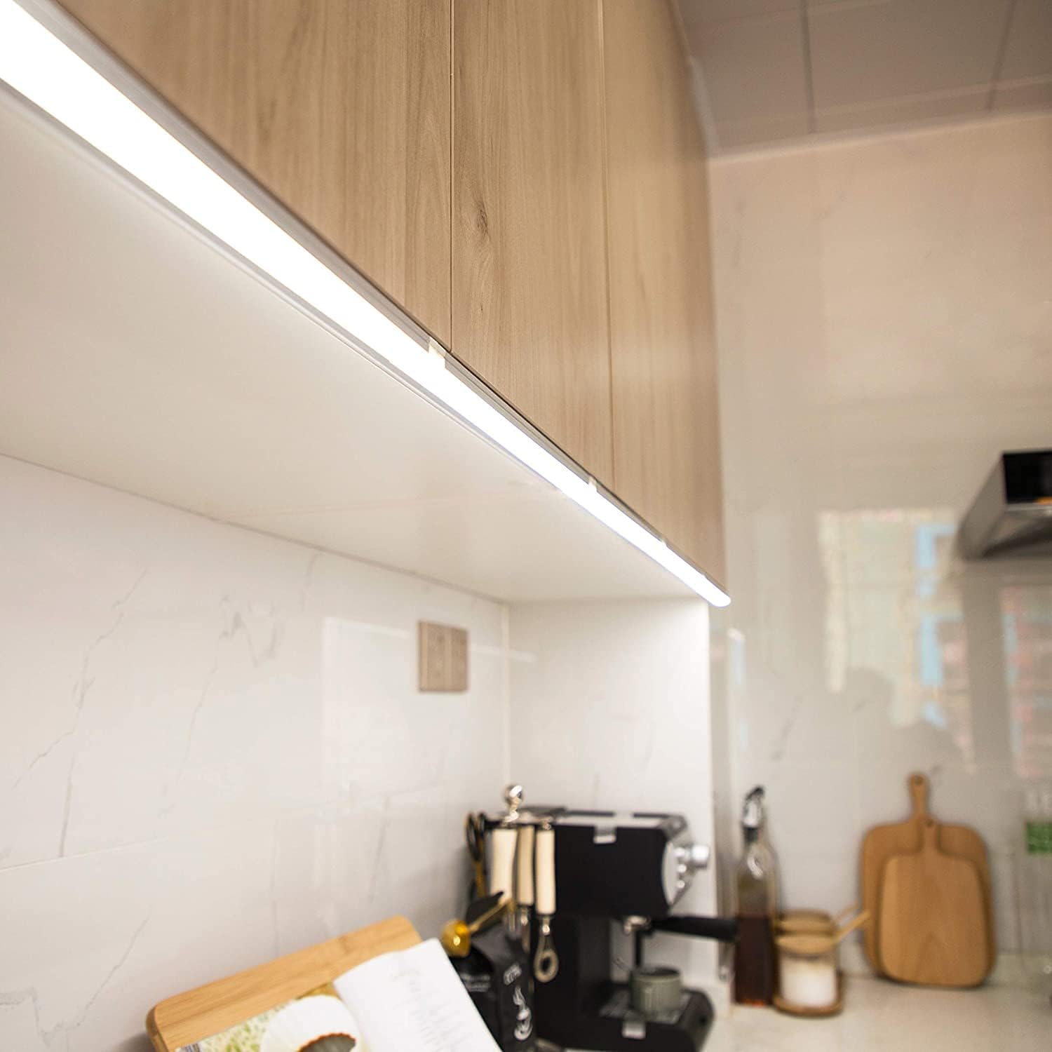 SUNTHIN LED Cabinet Lights with Stepless Dimming and Color Temperature Changing, DC 12V, for Kitchen Lighting, Wardrobe Lighting and Nighttime Lighting(4-bar-kit)