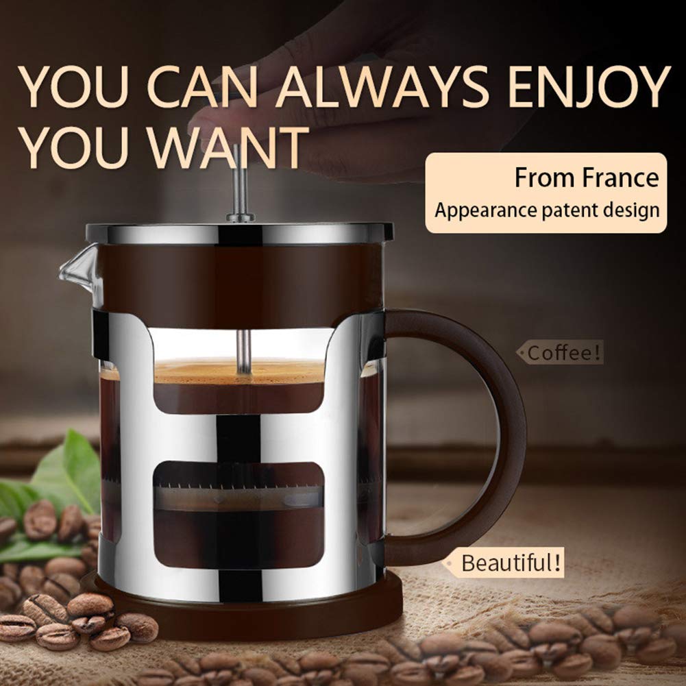 LIDS Cafetera Portátil Prensa Francesa Cafetera, Olla De Prensa De Café De Vidrio De Borosilicato, Hervidor De Café Espesado Resistente Al Calor para Té Pote De La Cafetera del Filtro (600ml)