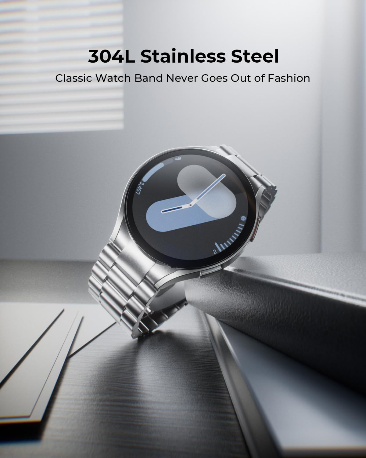 SUNDAREE Cinturino Compatibile con Samsung Galaxy Watch 7 44MM 40MM/6 Claissc 47MM/5 Pro 45MM,No Gap Uomo Metallo Acciaio Orologio Cinturini Ricambio Band per Watch FE/6/5/4 46MM 43MM 42MM,Argento