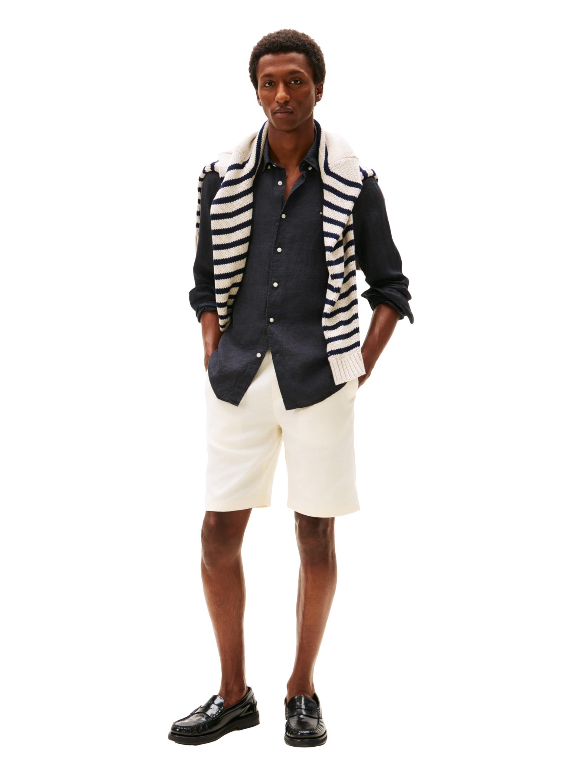 Tommy Hilfiger Long Sleeve Casual Linen Button Down Shirts in Regular Fit Camicie Casual a Maniche Lunghe in Lino con Bottoni in vestibilità Regolare Uomo (Pacco da 1)