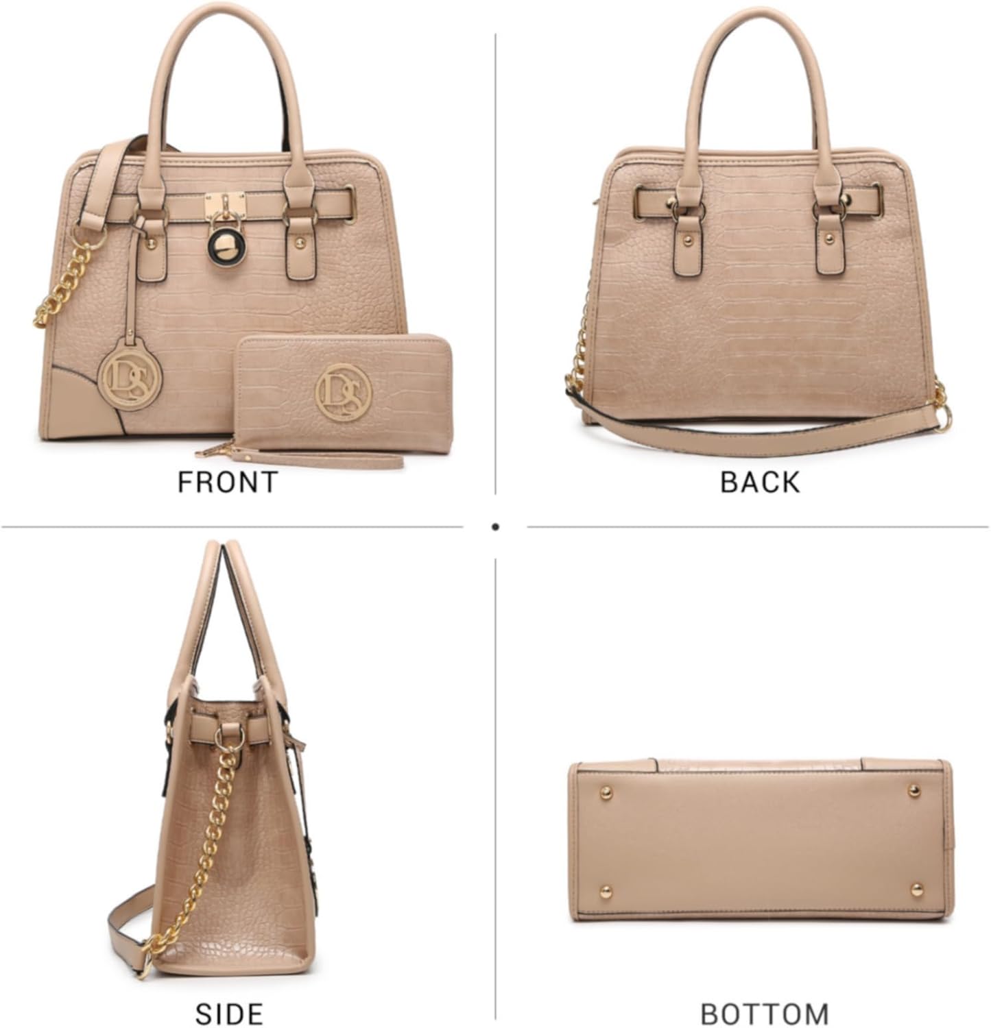 Dasein Women Handbags Top Handle Satchel Purse Shoulder Bag Hobo Bag Work Bag Set 2pcs - Image 2