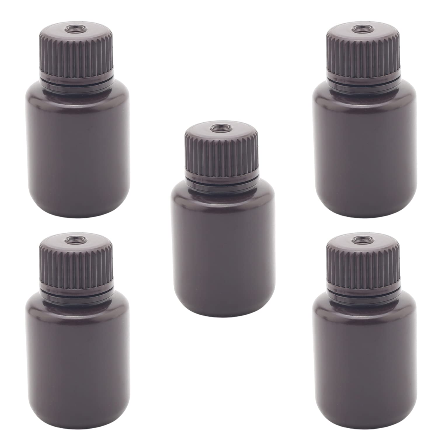 Othmro 10pcs Plastic Lab Chemical Reagent Bottles, 30ml/1 oz Small Mouth Liquid/Solid Round for Samples Storage Containers Sealing Bottles with Cap Brown