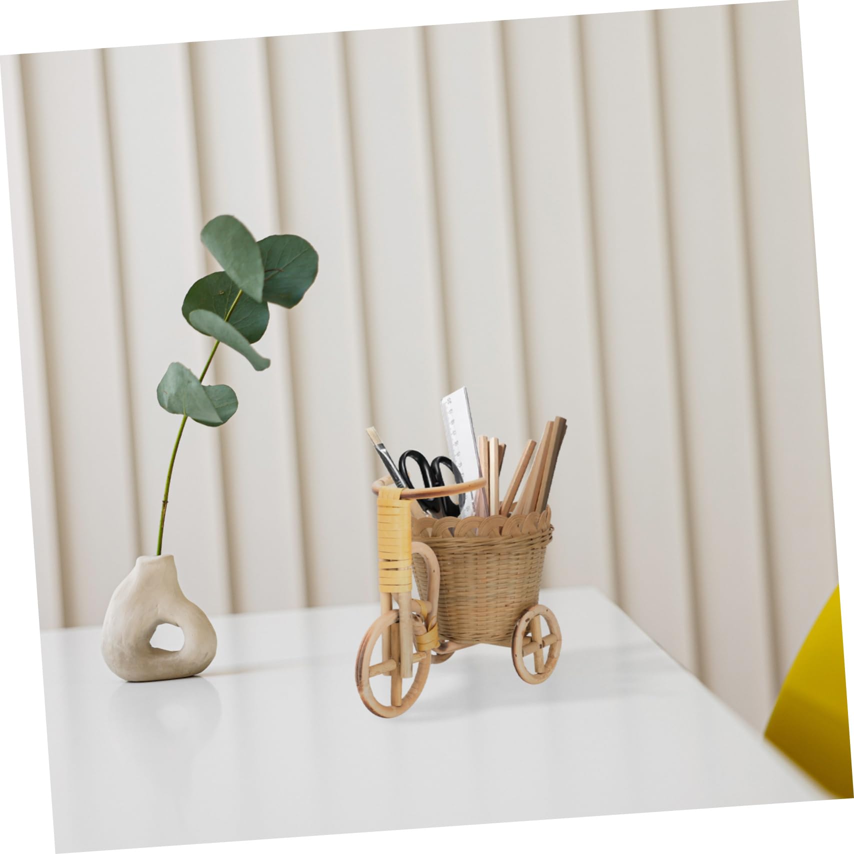 ABOOFAN 2 Stück Woven Pen Tricycle Organizer aus Natürlichem Dekorative Aufbewahrungskorb für Blumen Stifte und Kleine Gegenstände für Rustikale und Moderne Einrichtungsstile