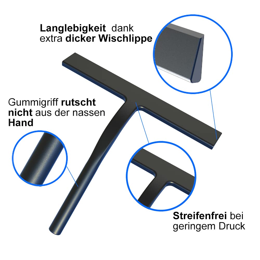 MOSUO Douchewisser, trekker, douche, siliconen met houder zonder boren, trekker met roestvrijstalen kern voor raamtrekker, badkamer, spiegel, glasreiniging, tegels, autoruiten - wit