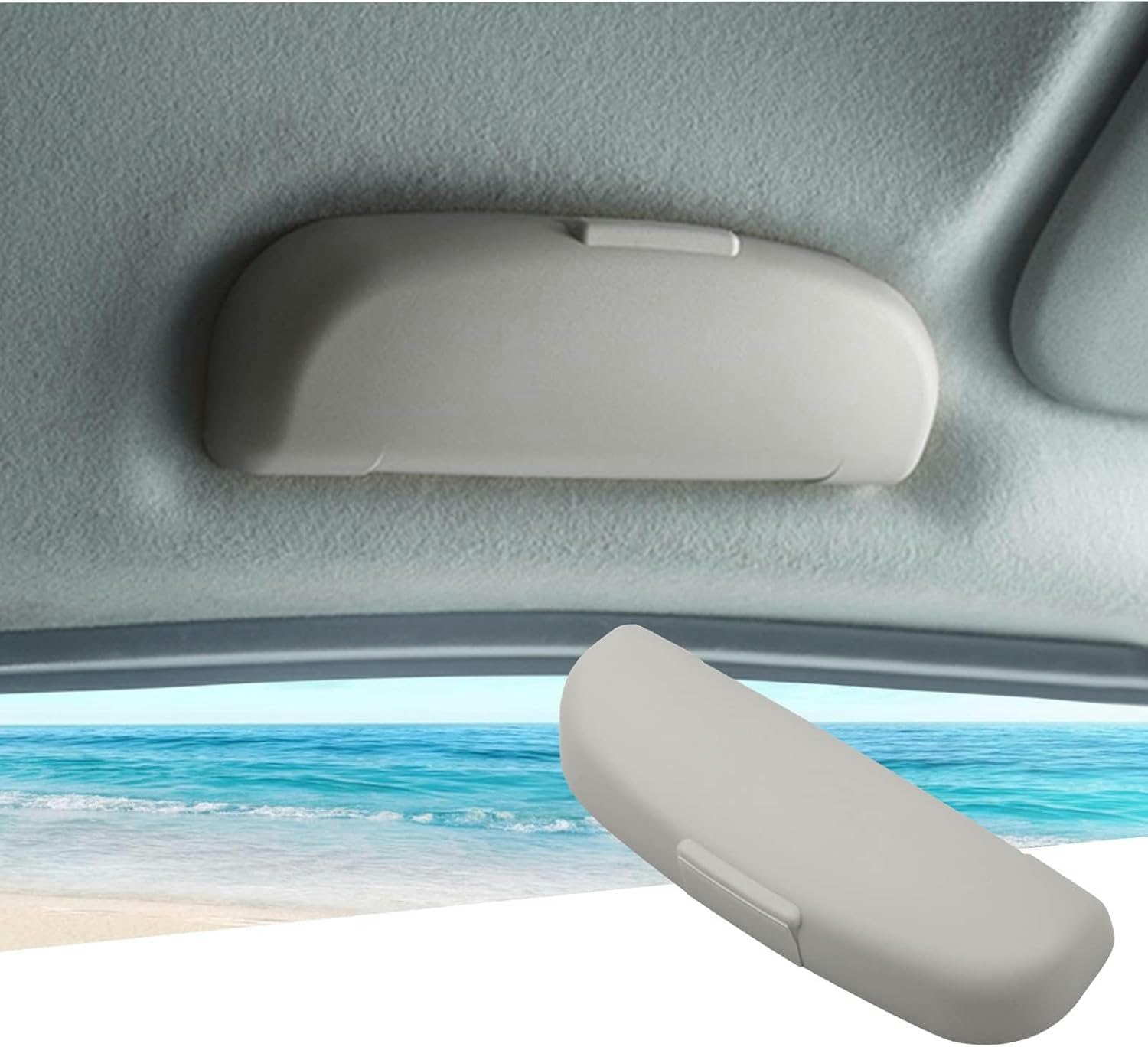 SPEDY Eyeglasses Eyewear Car Stand For Sunglasses Glasses | Hard Eyeglasses Eyewear Car Stand | Glasses Box Holder Storage Box | Sun Visor Clip Holder | Mounted For Organizer Shade (Beige