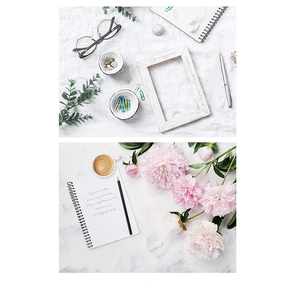 SAVIAURA 1 Sheet 2 in 1 Photography Backdrop 3D Flat Lay Tabletop Double-Sided 22x16 Photo Background PVC Wrinkle-Free for Small Products Food, Cosmetics Shoot (#9-Photo Frame & Flowers Pattern)