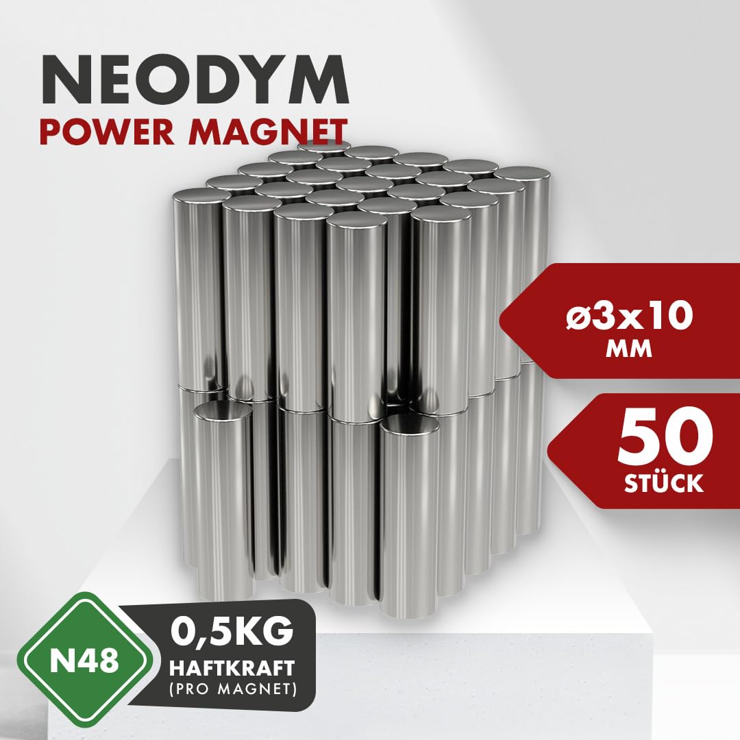 MAGNETE.COM - Magneti al neodimio, extra forti, rettangolari, 30 x 30 x 15 mm, forza adesiva ca. 5 kg, magneti per lavagna, bacheca, lavagna magnetica
