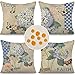 Cirzone wasserdichte Kissenbezug 4 Stück 45 x 45 cm Dekorative Outdoor Kissen Wasserfest Atmungsaktiv Blumen und Schmetterlinge Kissenbezug Werden für Sofakissen Garten Outdoor