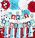 Turquoise White Red HAPPY BIRTHDAY BANNER Airplane Birthday Decorations