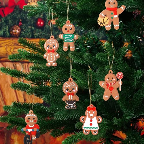 Changxuanmei A-01 12Pcs Gingerbread Man Ornaments For Christmas Tree, Plastic Gingerbread Figurines Ornaments thumb #5