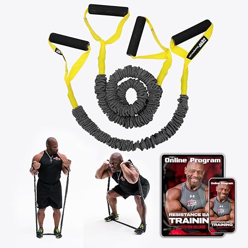 Ron Williams Bandas de resistencia con asas y mangas protectoras  Bandas de entrenamiento portátiles de cuerpo completo para hombres y mujeres