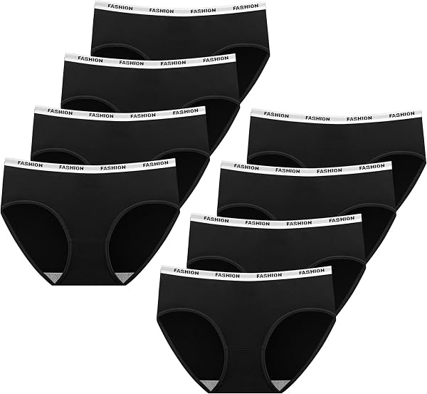 Mutandine Adolescenti, Slip Vita Media Intimo, Morbide e Confortevoli Mutande Slip, Slip Intimo Tinta Unita, Donna 8-18 Anni (8 Pack) - 1