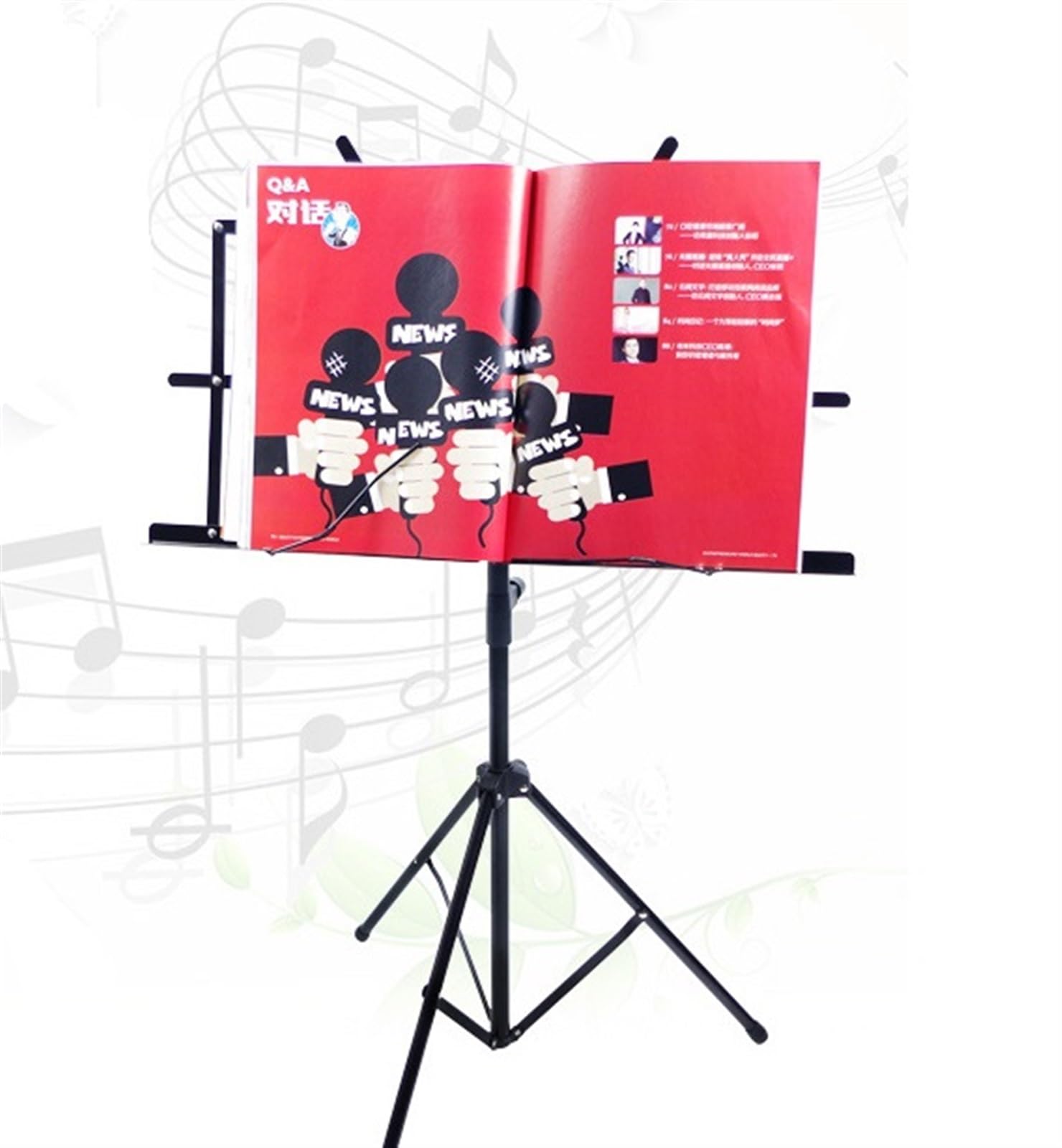 Notenhalter Für Instrumentalaufführungen Faltbarer Tragbarer Notenständer Höhenverstellbarer Notenständer Multifunktions-Musikbücherregal(Rood)