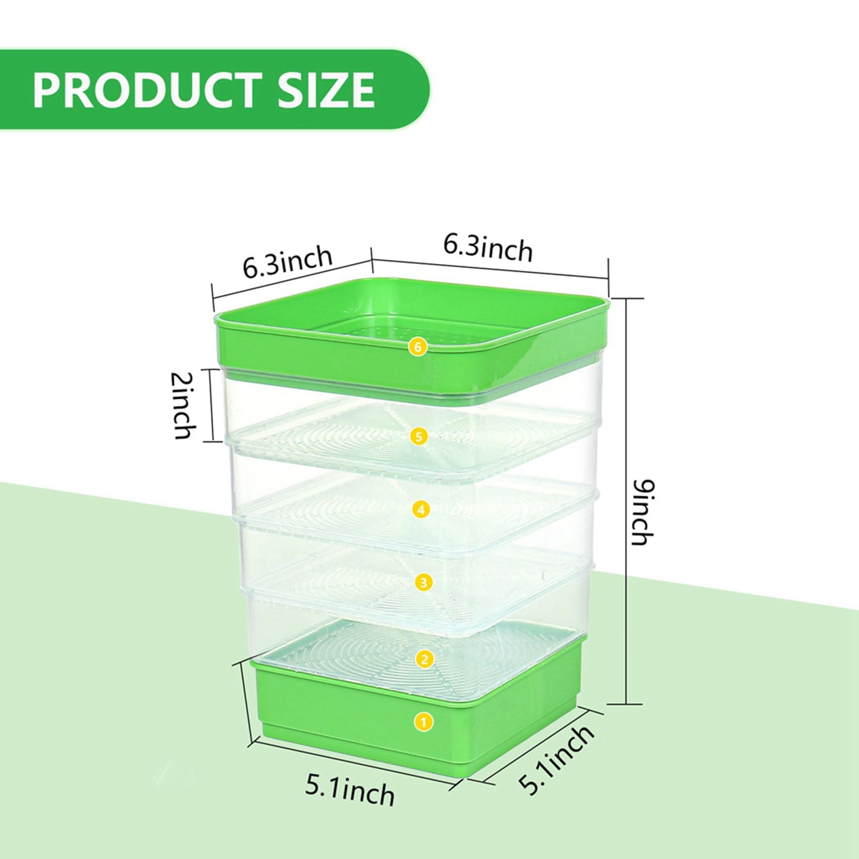 Lot de 2 plateaux de germination de graines de haricots pour plantes microvertes, bac d'égouttement, kit de culture empilable avec quatre niveaux