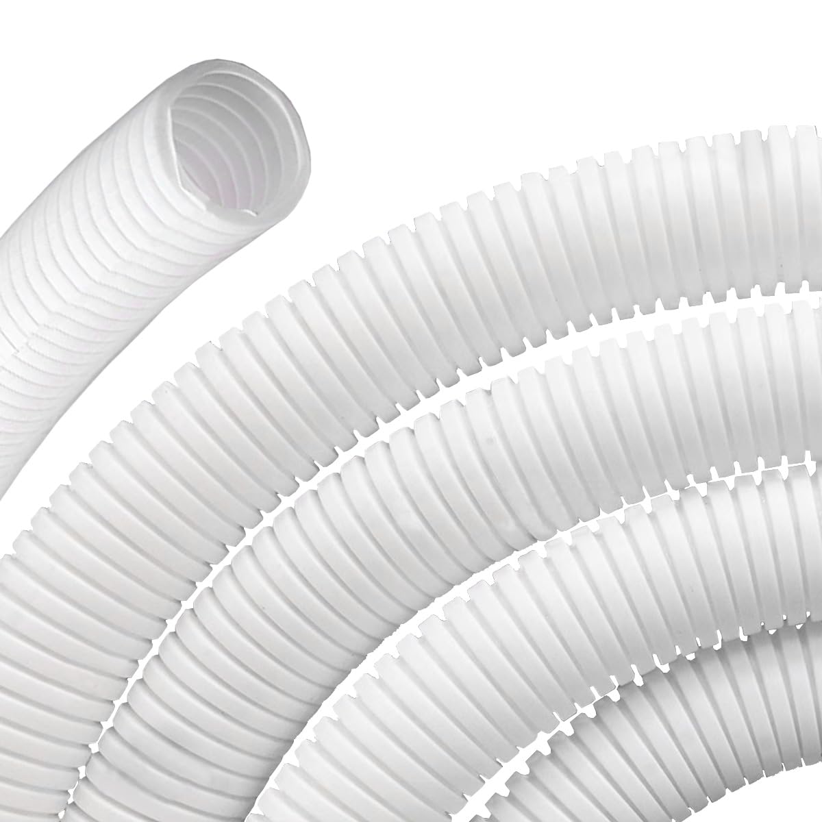 MOCNT Conduit Cable Auto Non Split Loom Tubing Wire Polyethylene Corrugated Flexible Conduit Tube Cable Management Protection Pipe Cable Tidy Organiser Trunking White 21mm 10meter