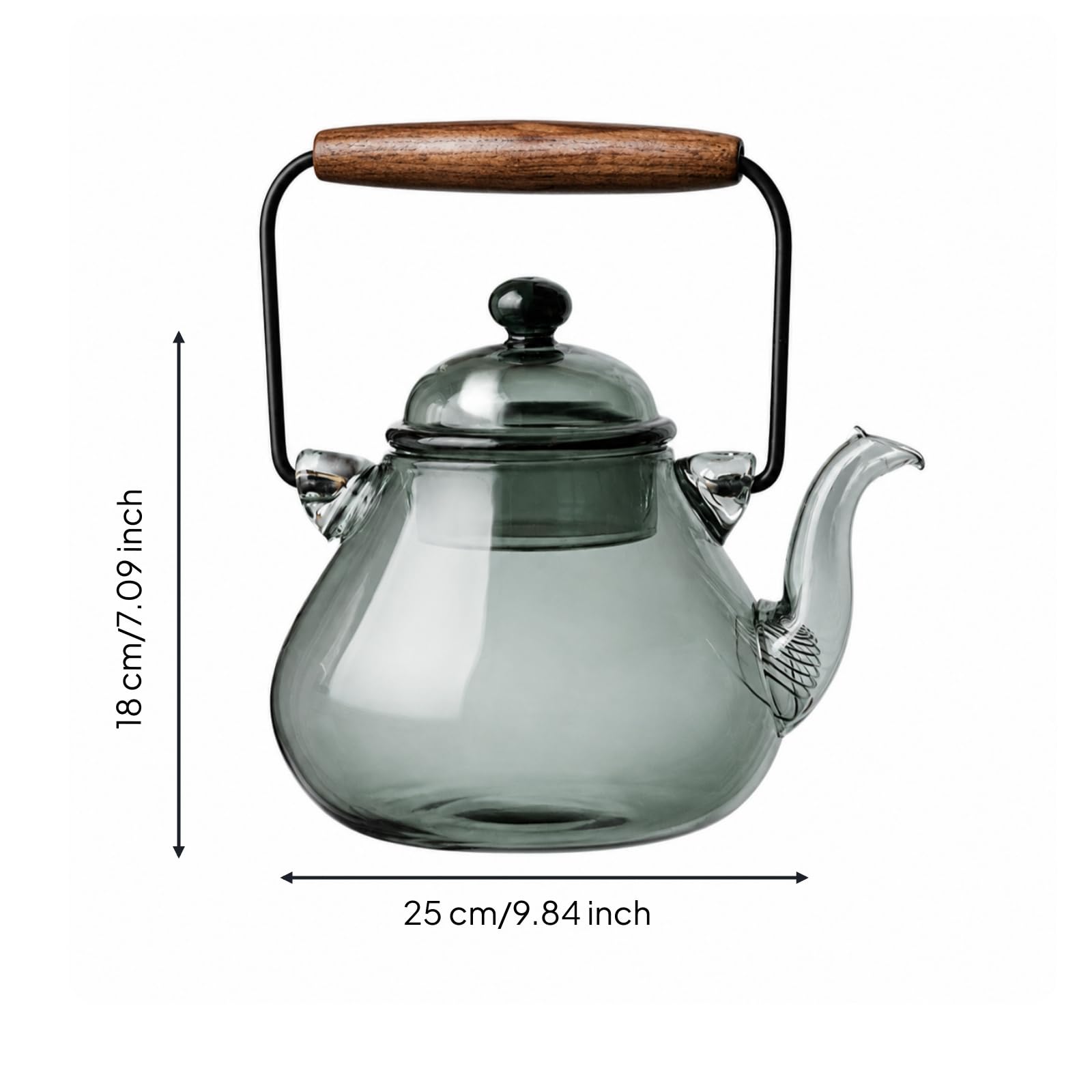 Milageto Théière En Verre Résistant à la Chaleur Ergonomique Usteile Cuisine pr Préparation sur Plaque Cuisson