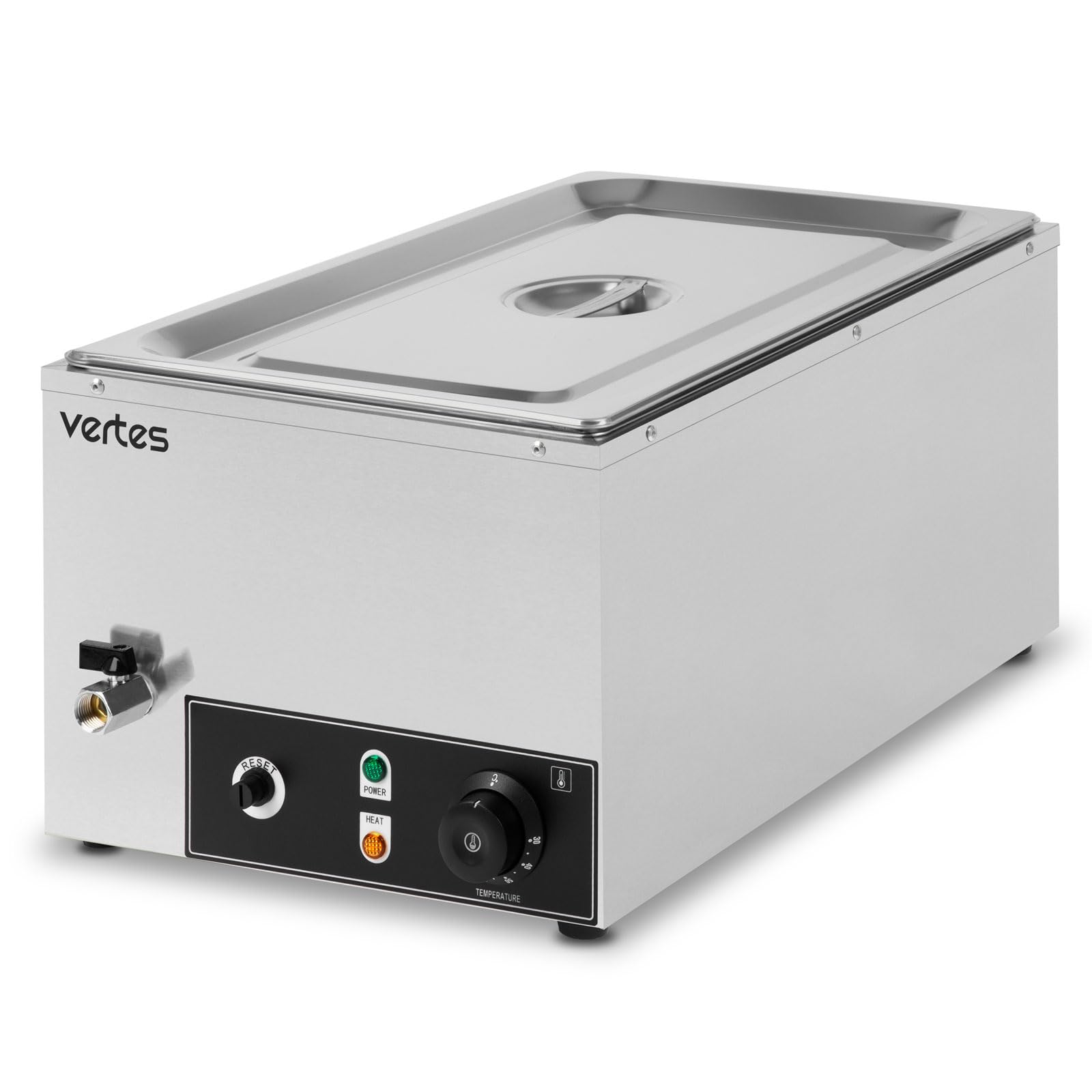 VERTES Serbatoio termico a buffet, per alimenti, elettrico, 1000 W, in acciaio inox (incl. 1 contenitore da 1/1 GN con coperchio per 20,5 l, Bain Marie, temperatura continua 0-85 °C)