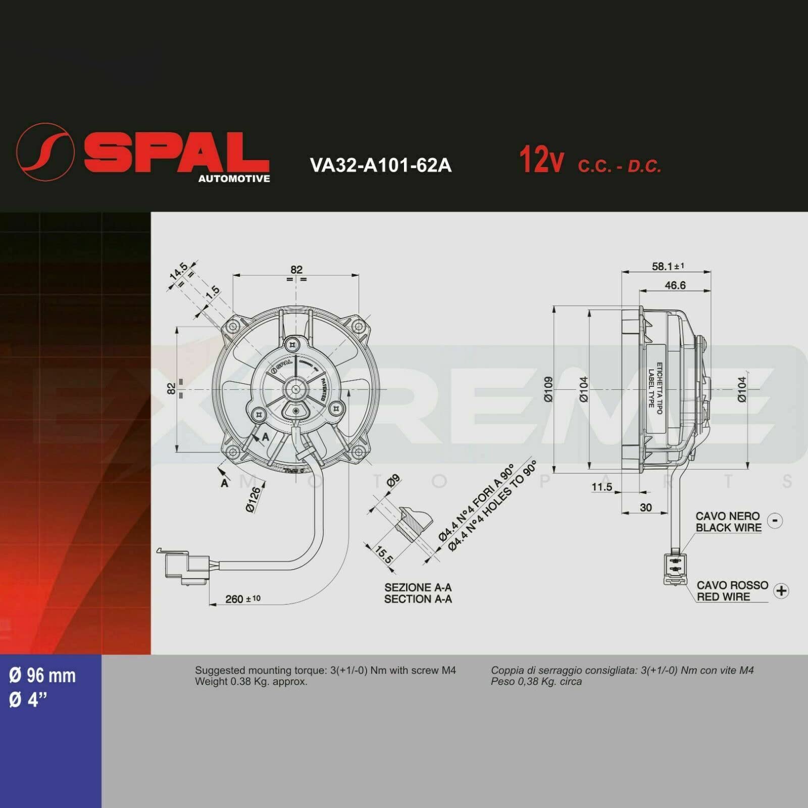 EXED Parts Ventola Di Raffreddamento SPAL Per KTM E Husqvarna | Kit Completo Con Interruttore | Per Dirt Bike 2004-2016 Ricambi Moto