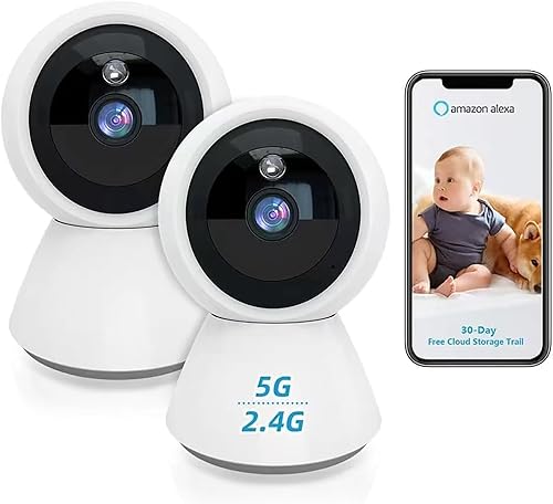 Cámara WiFi para interiores, cámara de seguridad 2K 5GHz y 2.4GHz, cámara de seguridad para bebéancianoperromascota con aplicación de teléfono