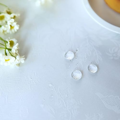 Miniatura 10 de Mantel rectangular de encaje blanco de alta calidad, impermeable, a prueba de aceite, a prueba de derrames, antiencogimiento, suave, resistente a