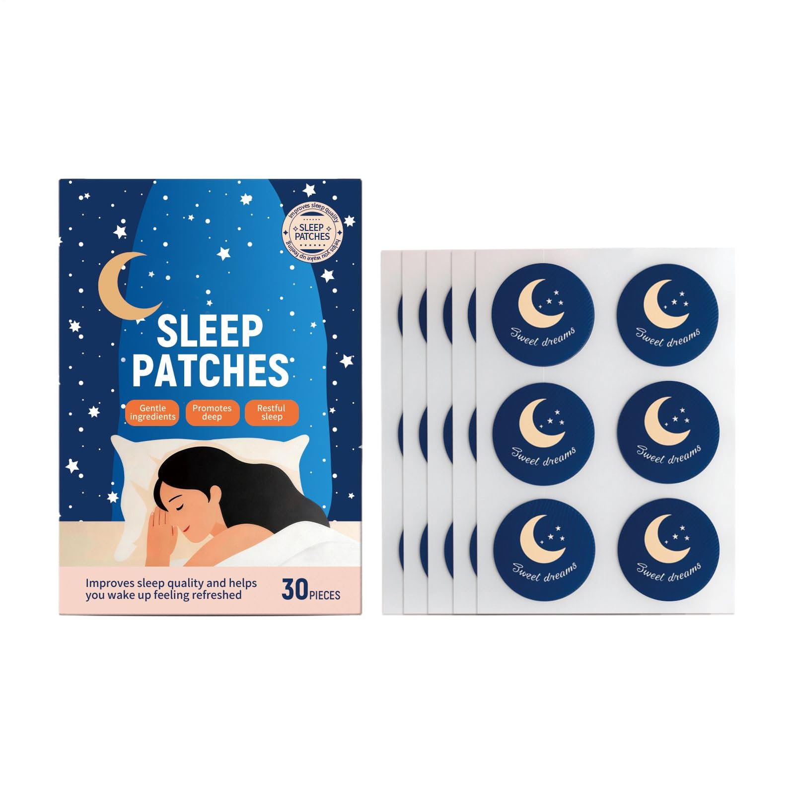 Sleep Patch, Slow-Release Comfort, 30 Pieces, Overnight Sleep Patch, Bedtime Relaxation Stickers, Portable, for Home, Travel, Airplane, Naps, Seniors